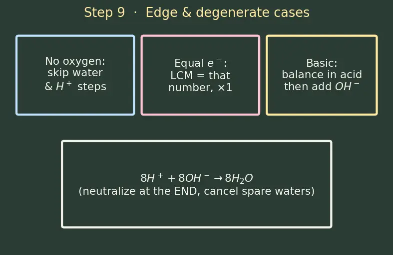 Figure — Balancing redox equations — ion-electron (half-reaction) method, oxidation-number method