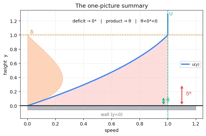 Figure — Boundary layer thickness, displacement thickness, momentum thickness