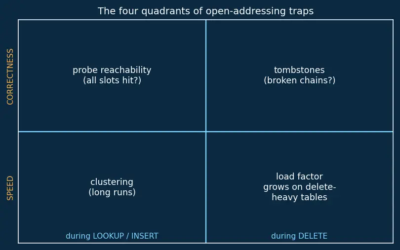 Figure — Open addressing — linear probing, quadratic probing, double hashing