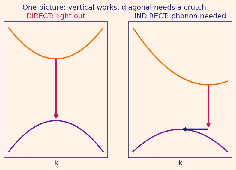 Figure — Direct vs indirect band gap materials