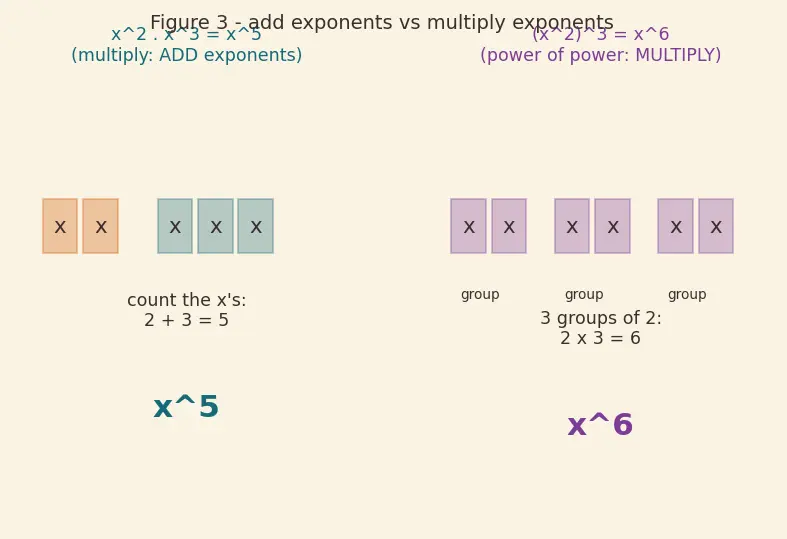 Figure — Multiplication of algebraic expressions — monomial × polynomial, polynomial × polynomial