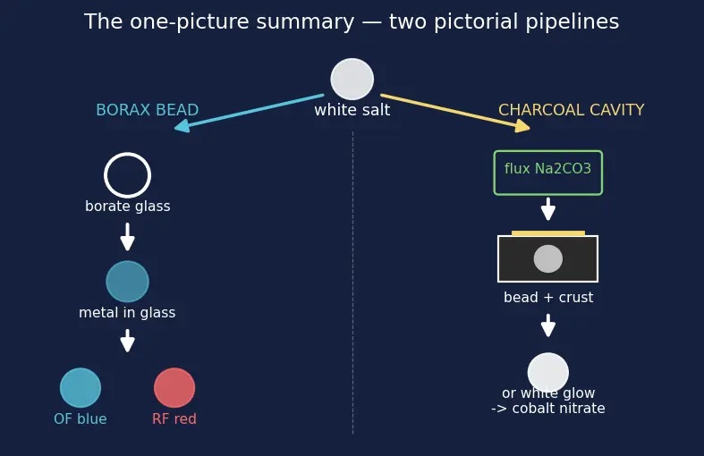 Figure — Borax bead, charcoal cavity tests