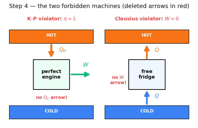 Figure — Second law — Kelvin-Planck statement, Clausius statement