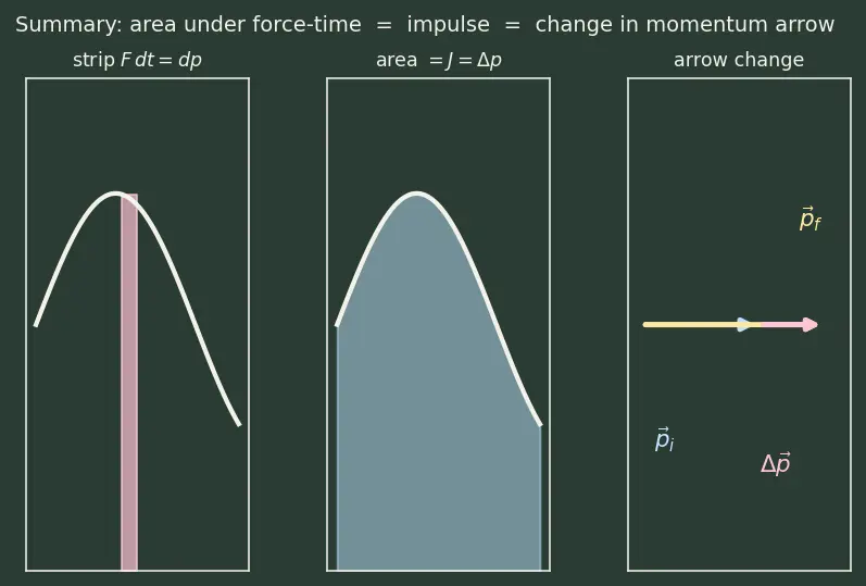Figure — Newton's second law — F = ma (net force), impulse-momentum form