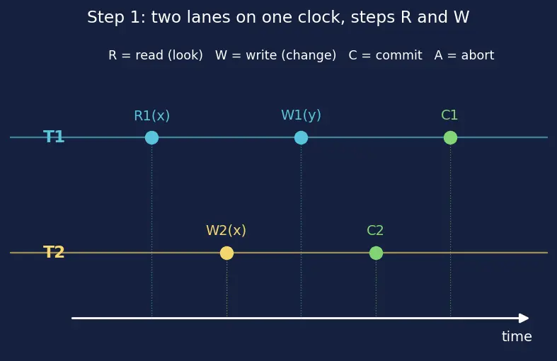 Figure — Concurrency anomalies — dirty read, non-repeatable read, phantom read