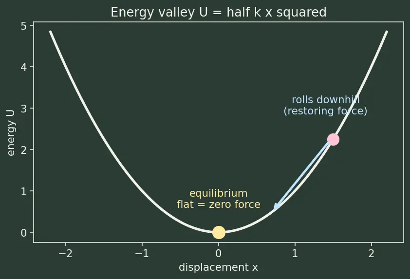 Figure — Hooke's law — spring force F = −kx