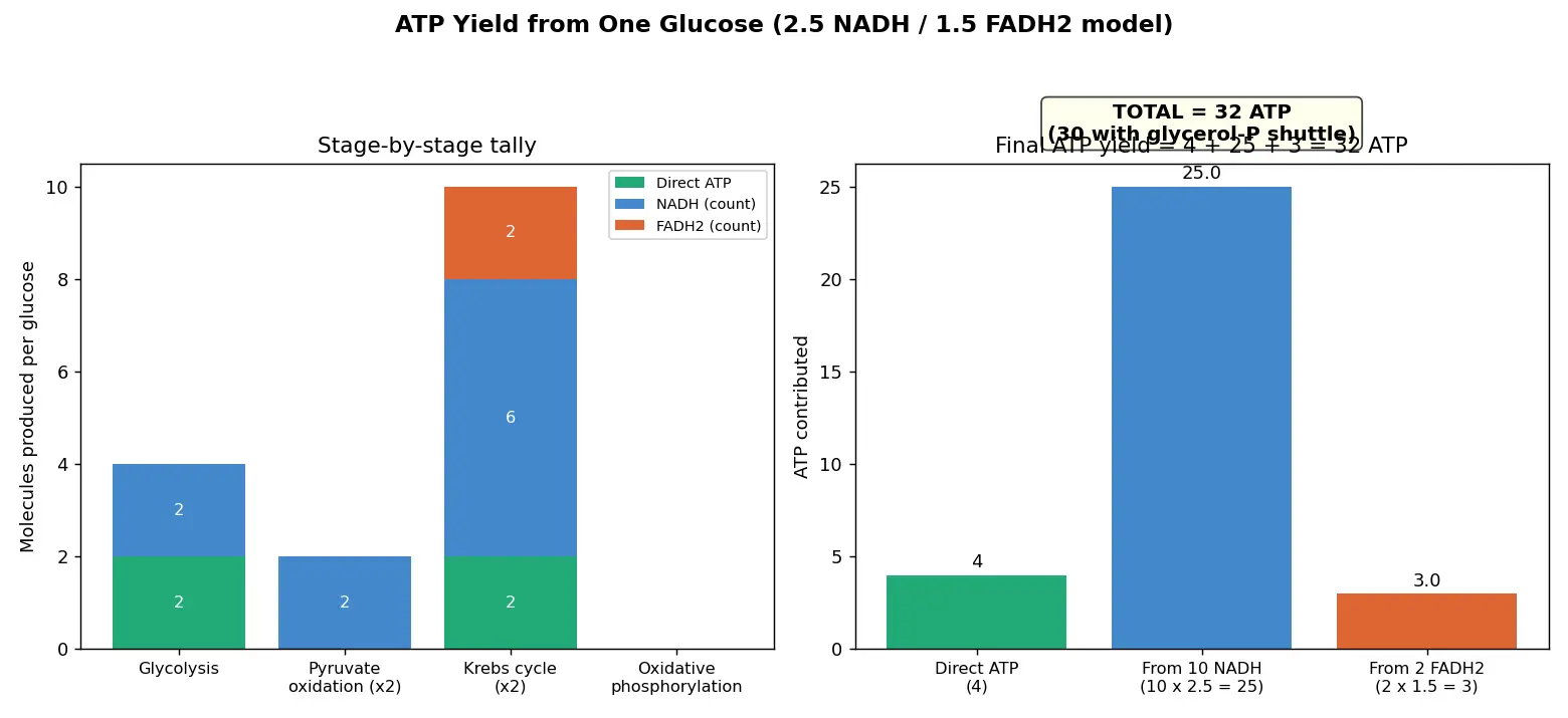 Figure — Calculate ATP yield from one glucose