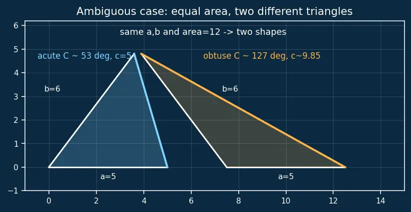Figure — Area of triangle = ½ab·sin C