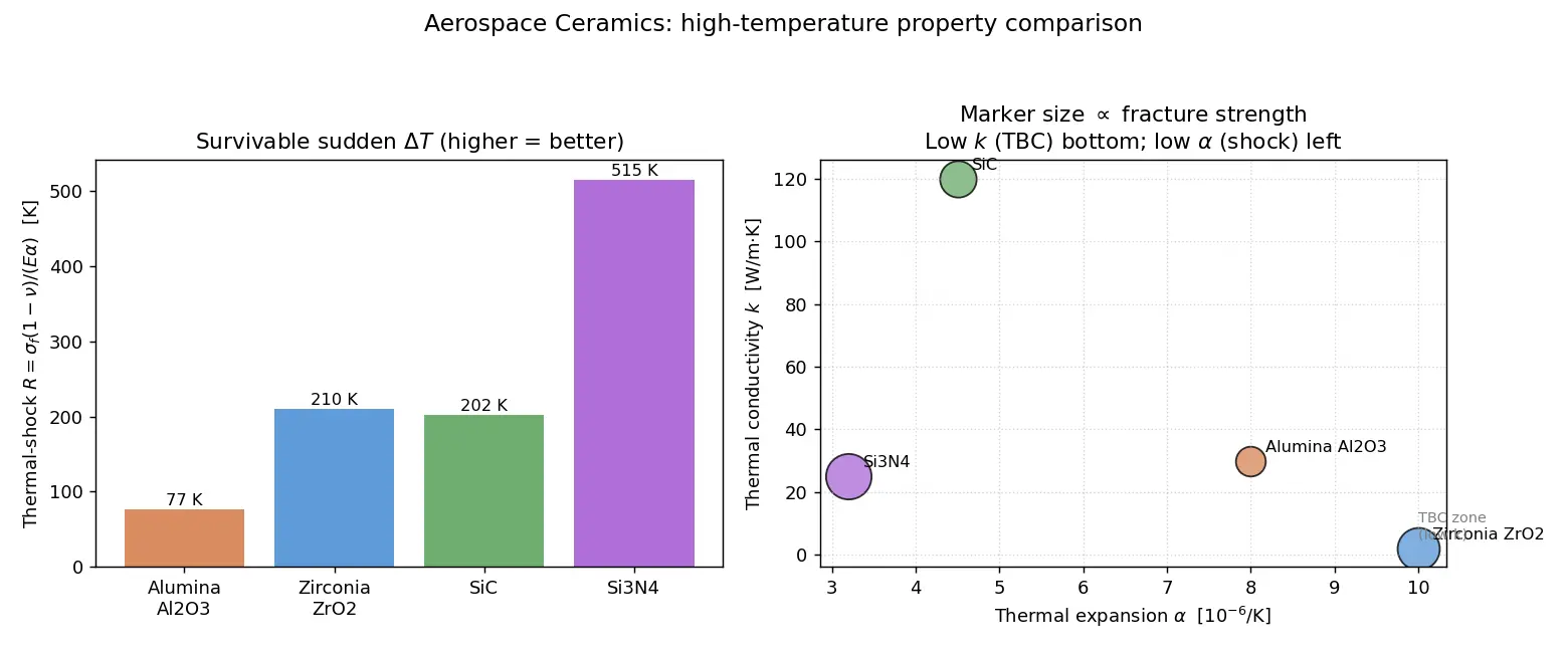 Figure — Ceramics — alumina, zirconia, silicon carbide, silicon nitride; properties at high T