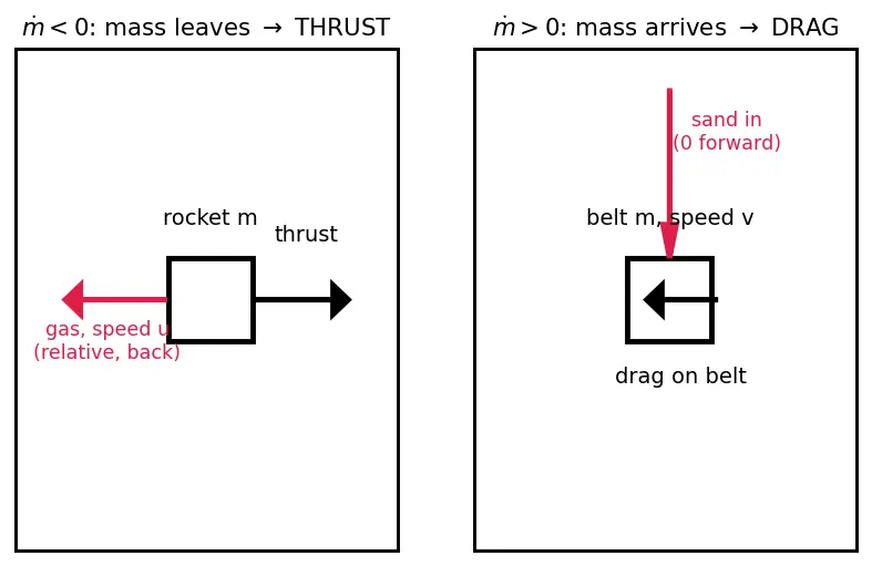 Figure — Systems with variable mass — rocket equation derivation preview