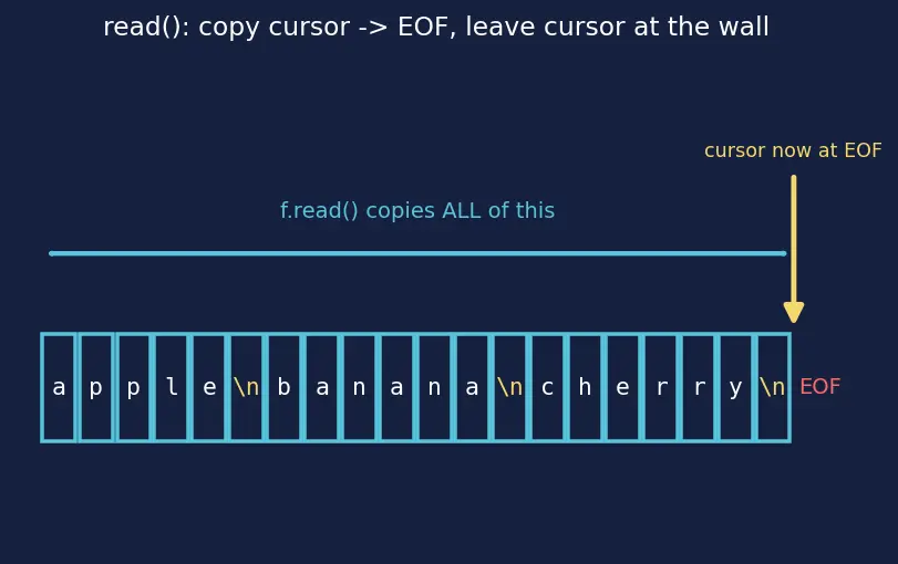 Figure — File I - O — open modes (r, w, a, rb), read, readline, readlines, write