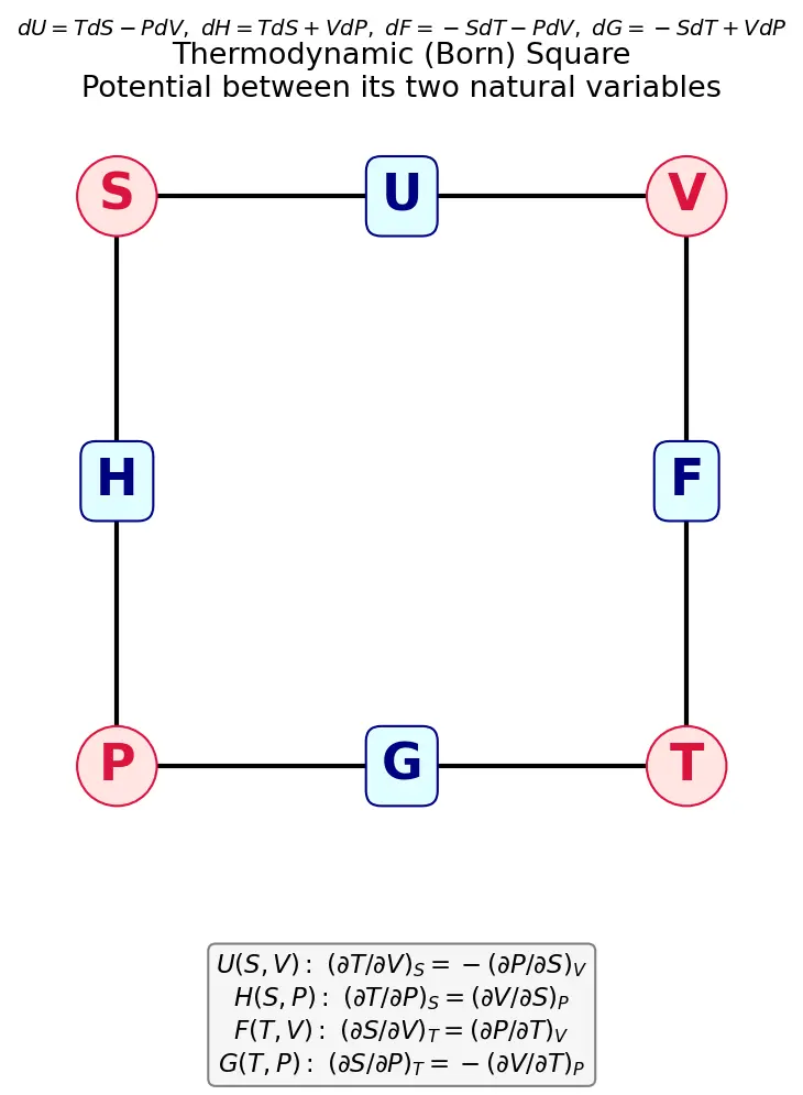Figure — Maxwell relations — derivation from each potential