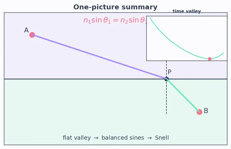 Figure — Snell's law — derivation from Fermat's principle