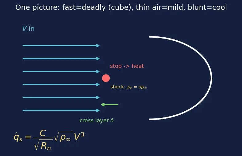 Figure — Aerodynamic heating during reentry — stagnation point heat flux Chapman equation