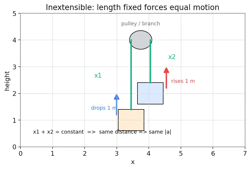 Figure — Tension in inextensible strings