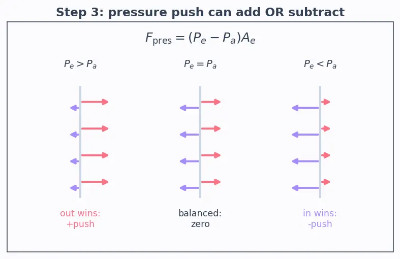 Figure — Optimum expansion — P_e = P_a for maximum thrust