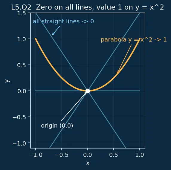 Figure — Limits and continuity in 2D — path-dependence issue