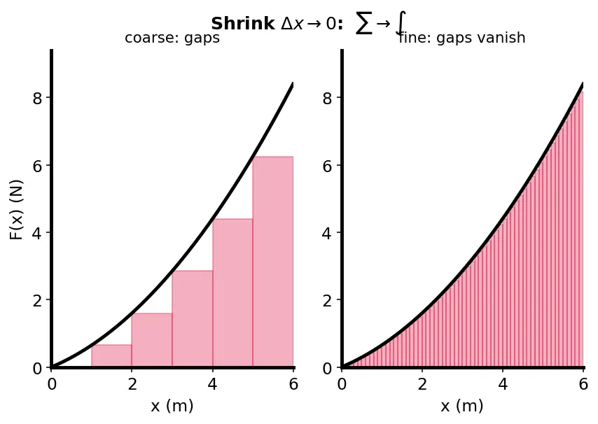 Figure — Work done by variable force — integration