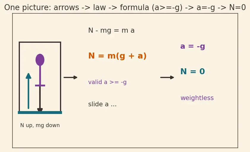 Figure — Weightlessness — true (free fall) vs apparent