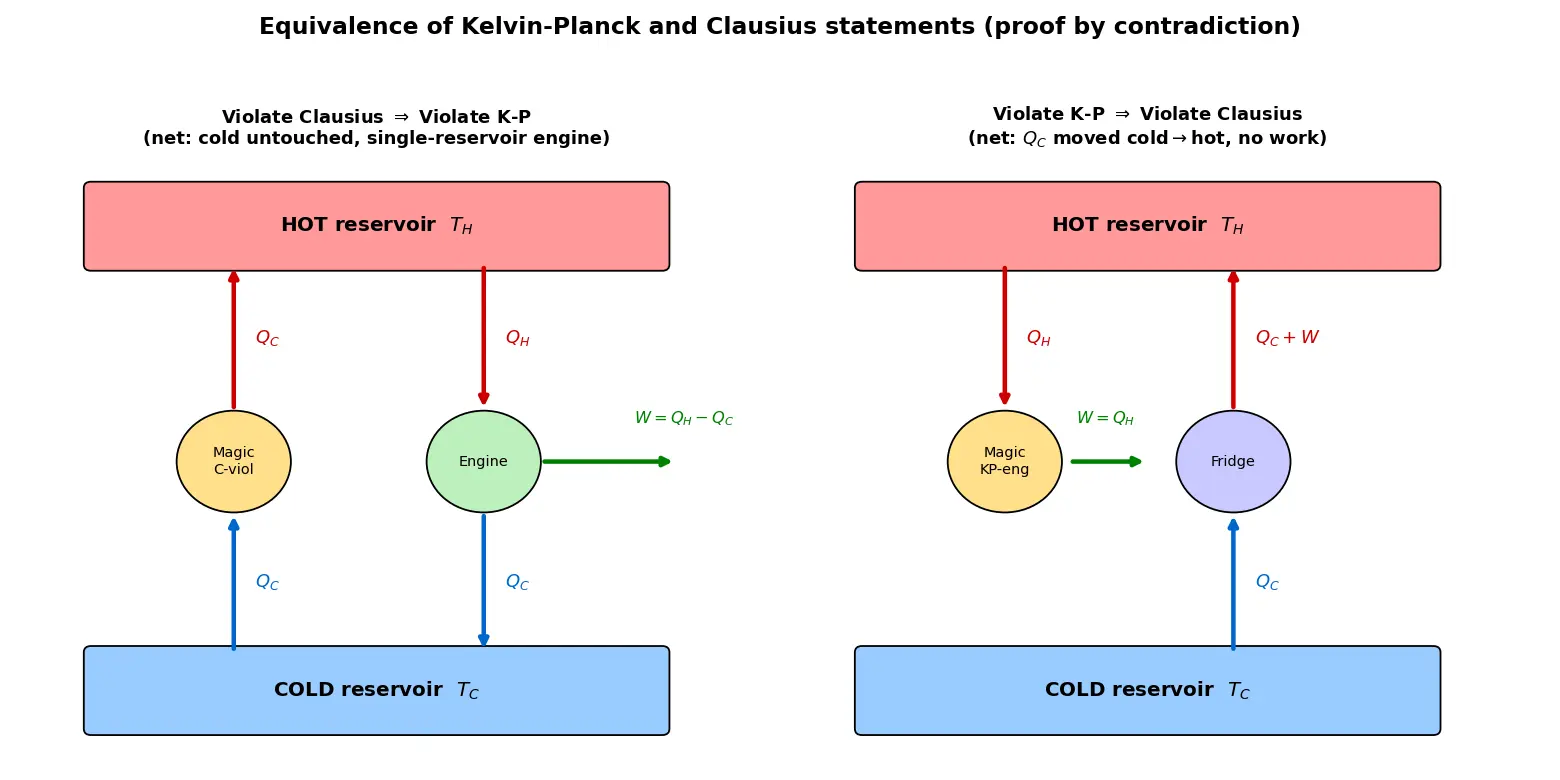 Figure — Second law — Kelvin-Planck statement, Clausius statement