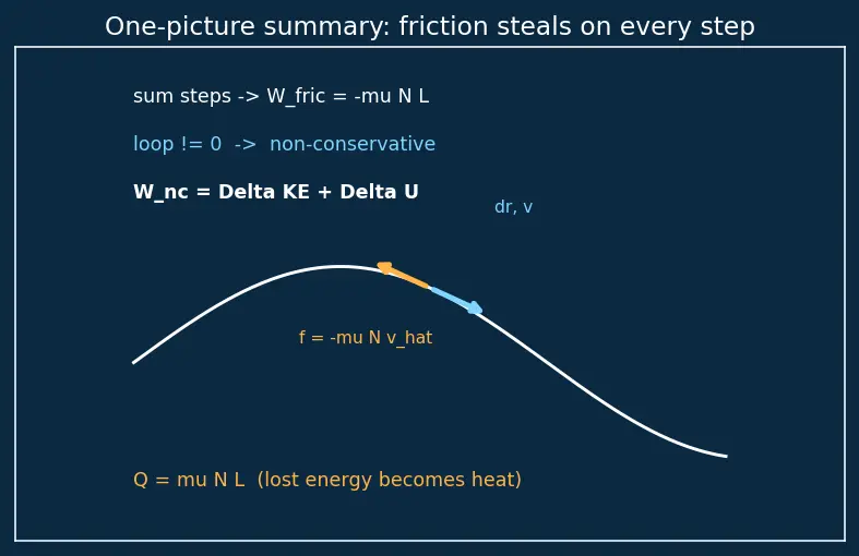 Figure — Non-conservative forces — friction, air drag