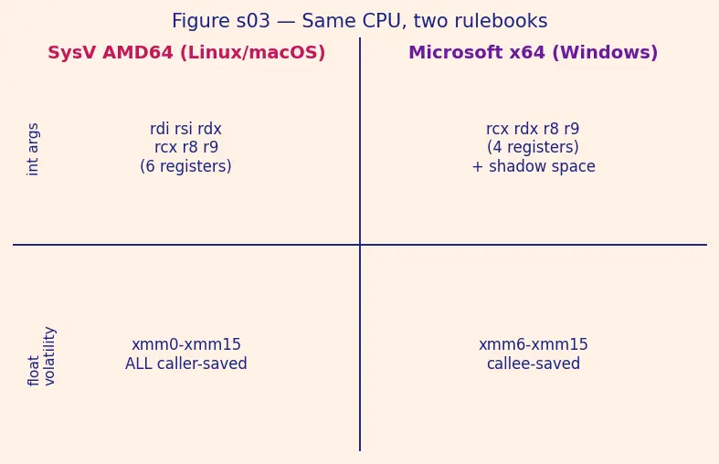 Figure — Calling conventions and ABI