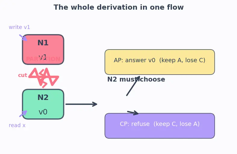 Figure — CAP theorem — consistency, availability, partition tolerance