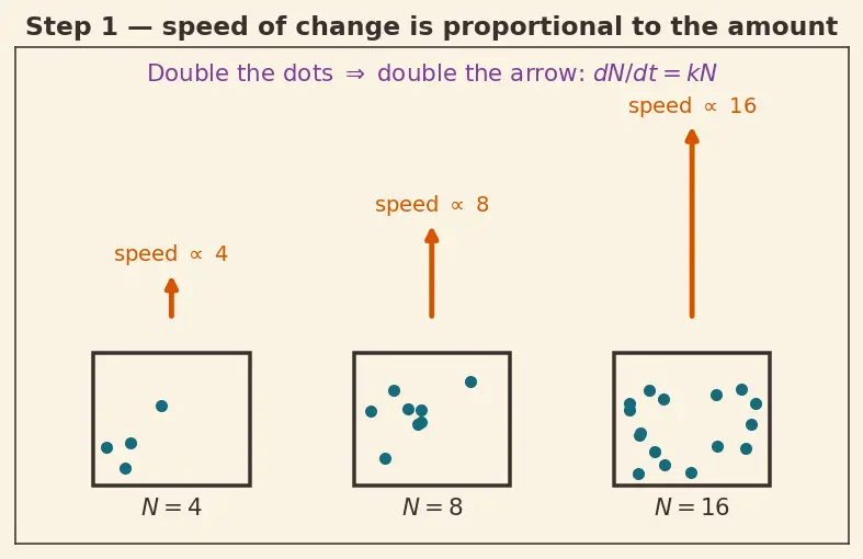 Figure — Exponential growth and decay models — half-life, doubling time