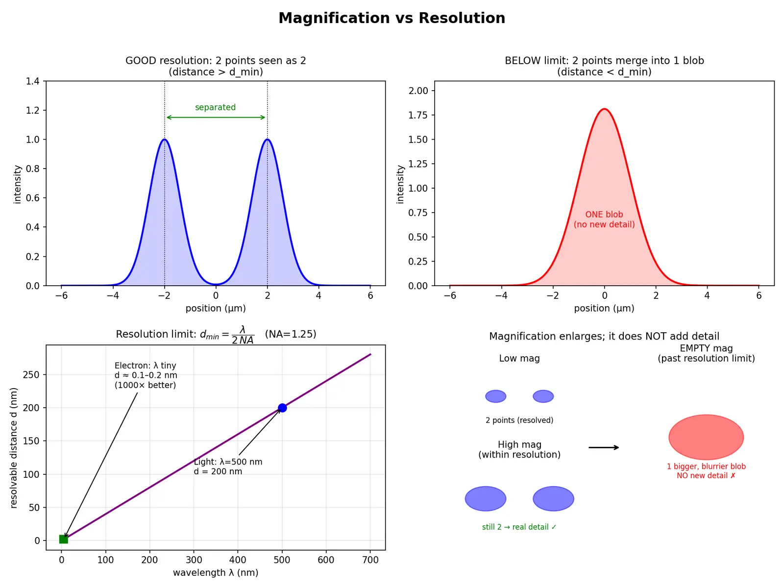 Figure — Distinguish magnification and resolution