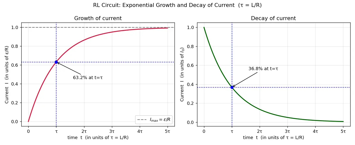 Figure — RL circuit — growth and decay of current