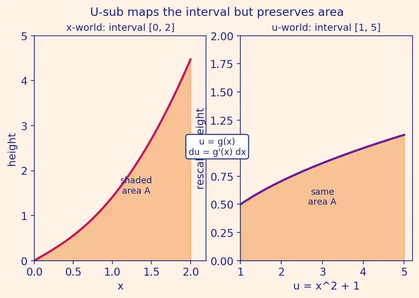 Figure — U-substitution — technique, change of limits for definite integrals