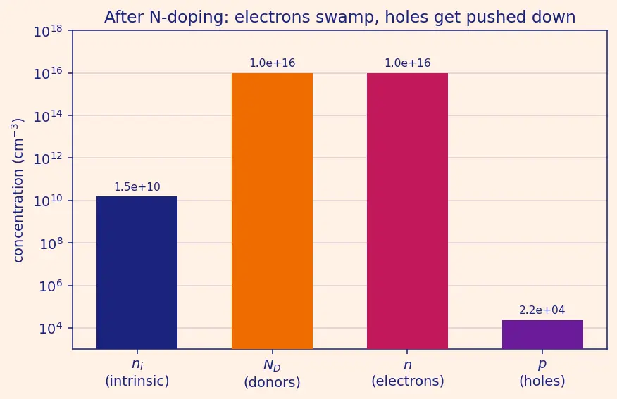 Figure — N-type doping with donor atoms (phosphorus, arsenic)