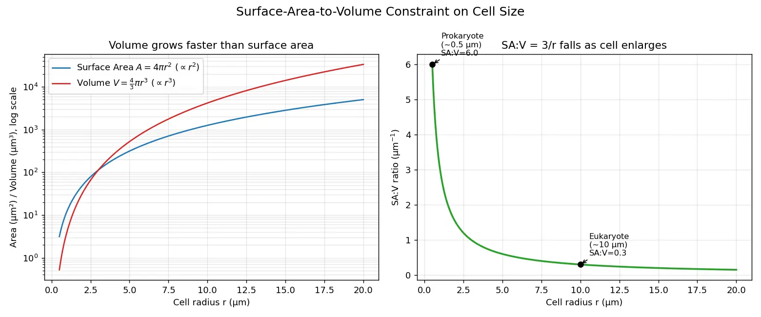 Figure — Describe the surface-area-to-volume ratio constraint