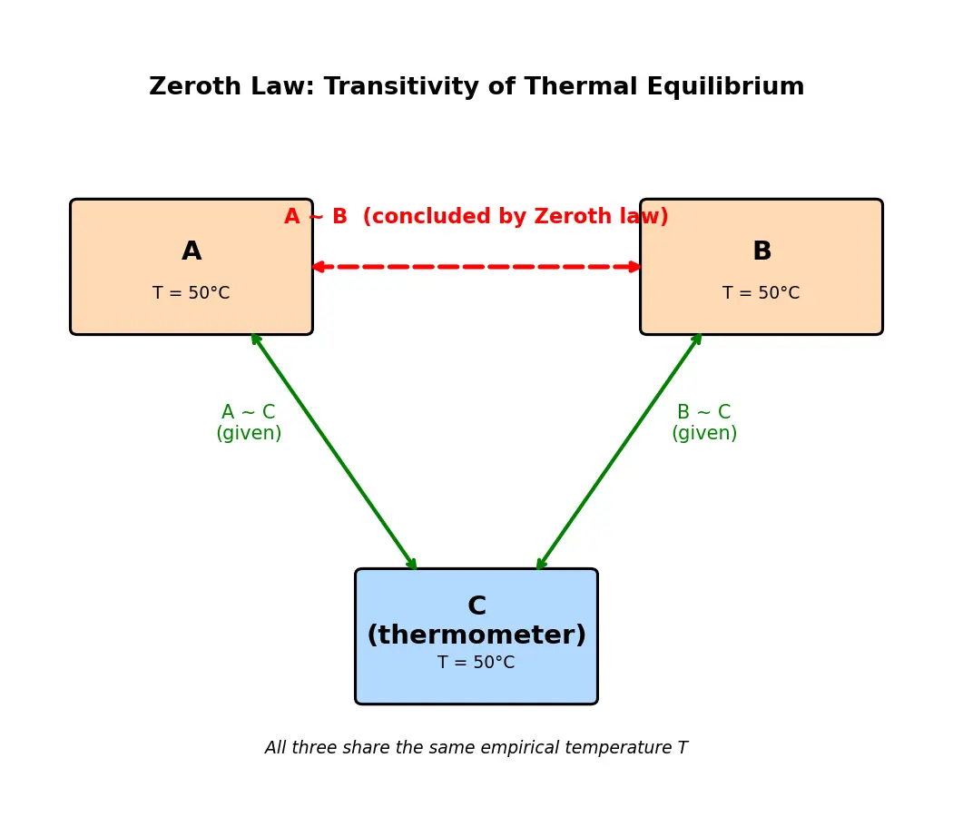 Figure — Zeroth law — transitivity of thermal equilibrium