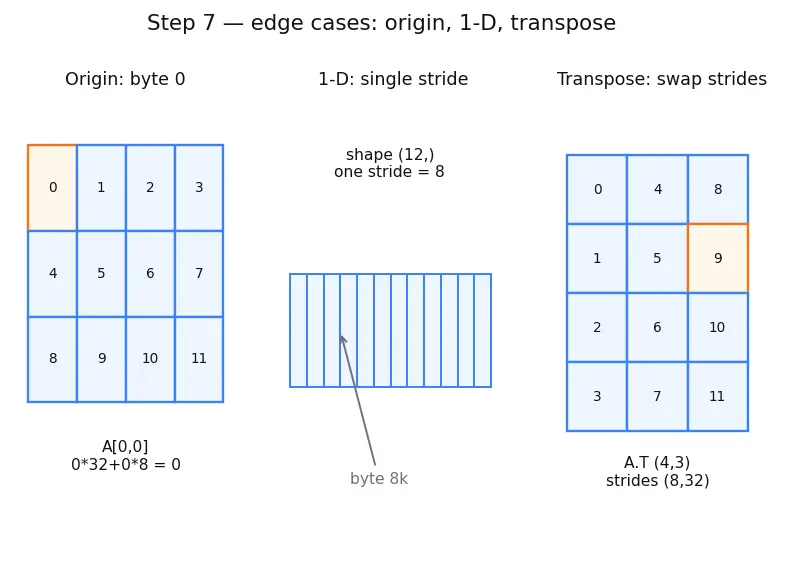 Figure — NumPy — ndarray structure, dtype, shape, strides