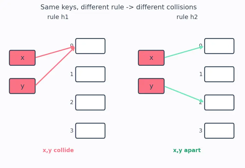 Figure — Universal hashing — probabilistic guarantee