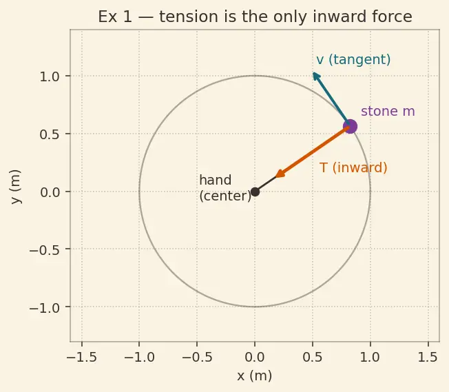Figure — Centripetal force — what provides it in various situations