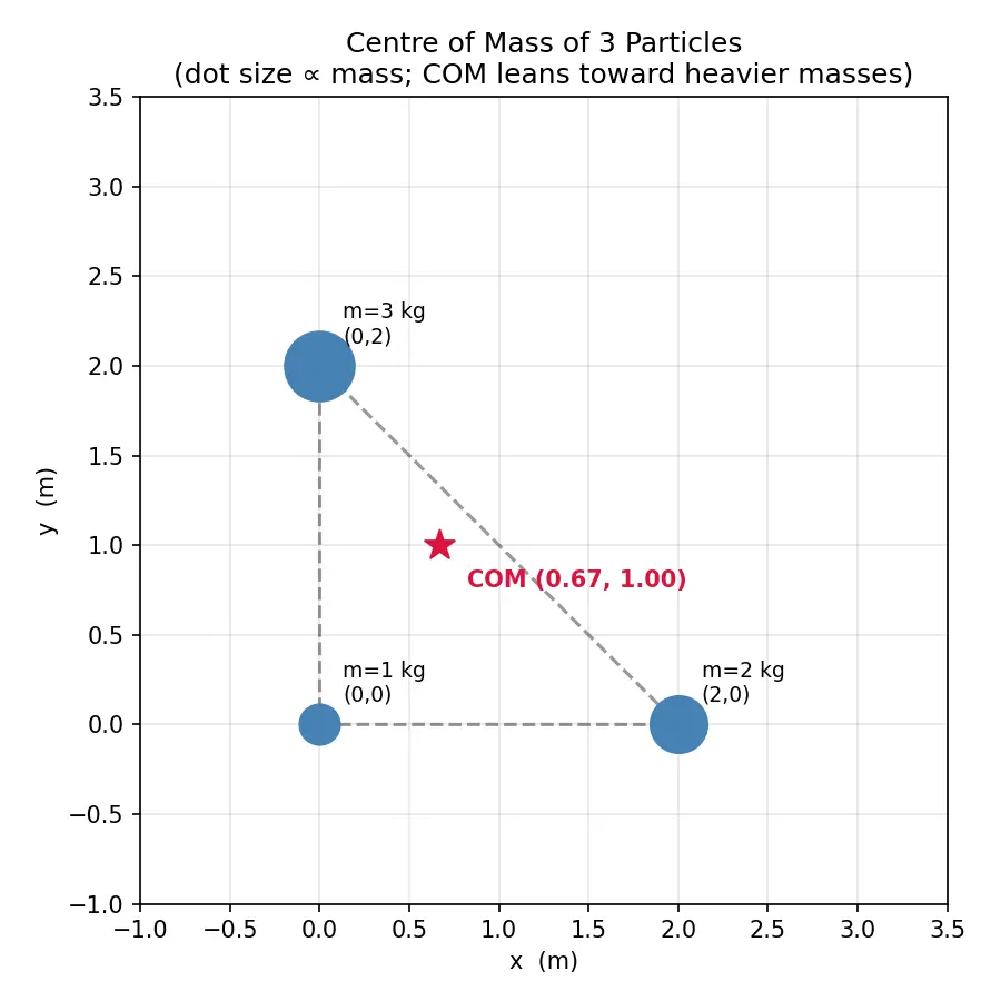 Figure — Centre of mass — definition for system of particles