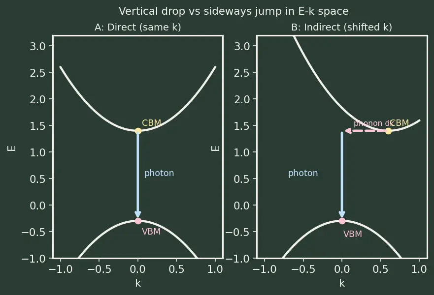 Figure — Direct vs indirect band gap materials
