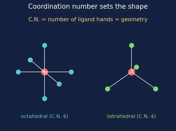 Figure — VBT applied to complexes — inner vs outer orbital, hybridization, magnetism