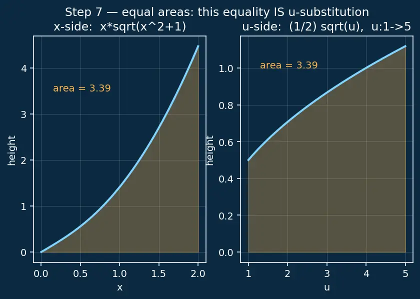 Figure — U-substitution — technique, change of limits for definite integrals