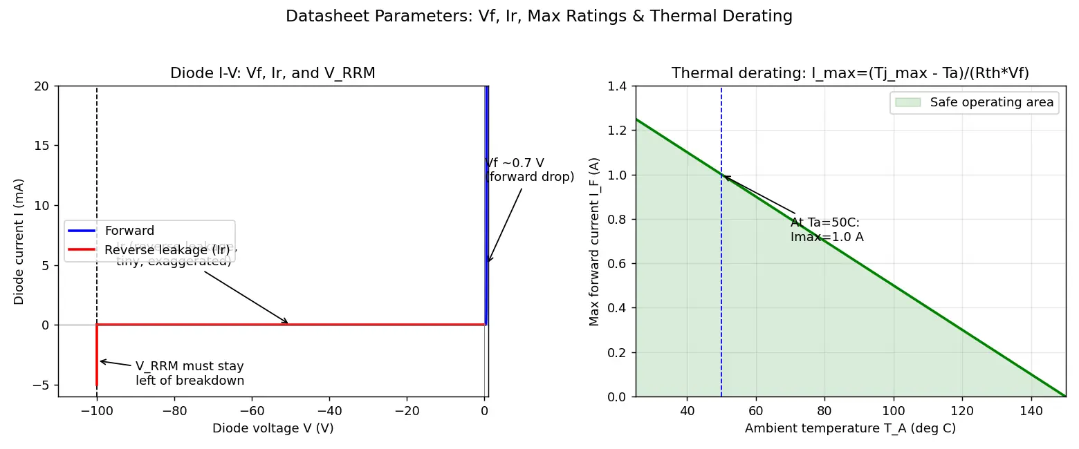 Figure — Datasheet parameters (Vf, Ir, max ratings)