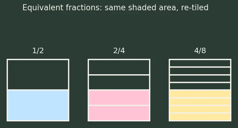Figure — Fractions — proper, improper, mixed numbers
