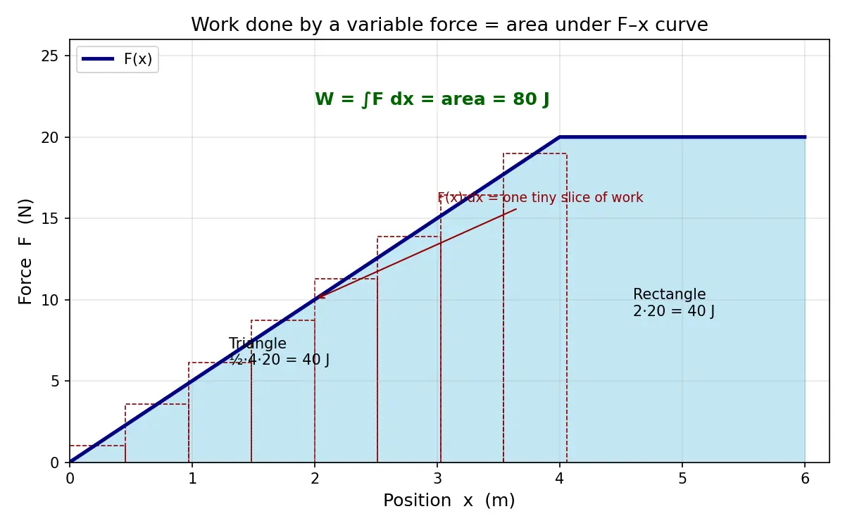 Figure — Work done by variable force — integration