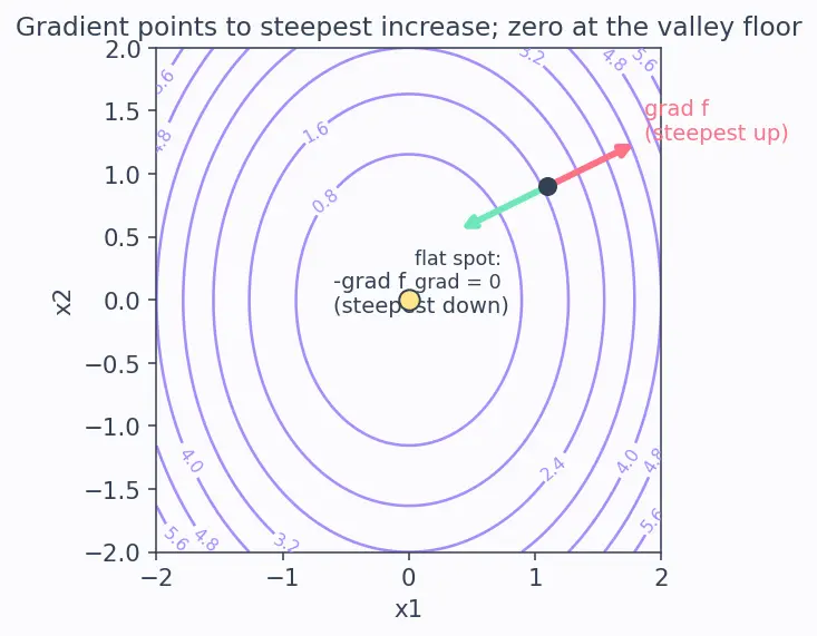 Figure — First-order optimality conditions — gradient = 0