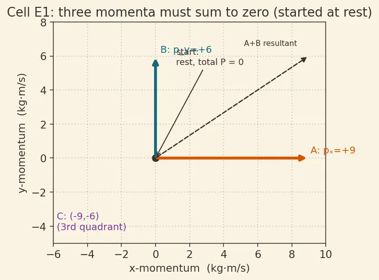 Figure — Conservation of linear momentum — derivation from Newton's third law