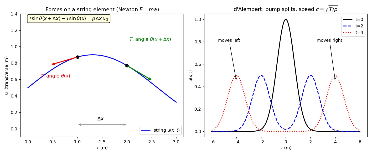 Figure — Wave equation (hyperbolic) 1D — derivation