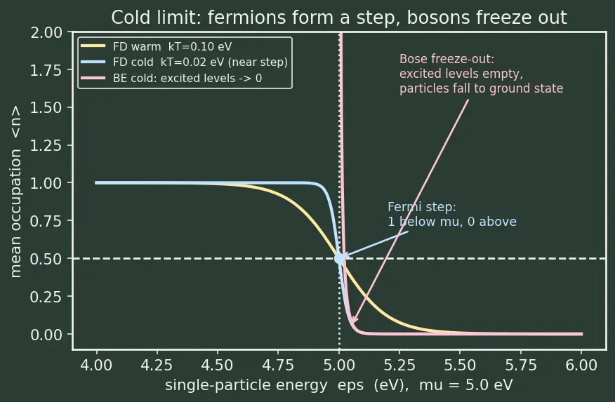 Figure — Quantum statistics — distinguishable vs indistinguishable particles