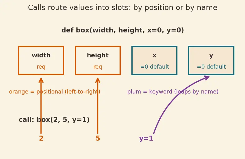 Figure — Default parameters, keyword arguments