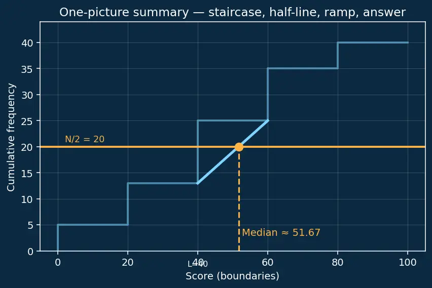 Figure — Mean, median, mode — calculation for raw and grouped data